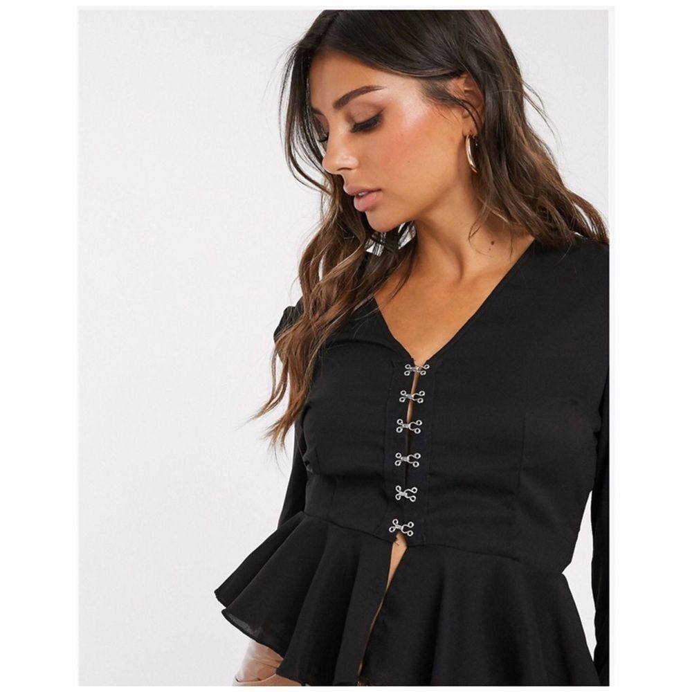 Balck Peplum Blouse by Missguided